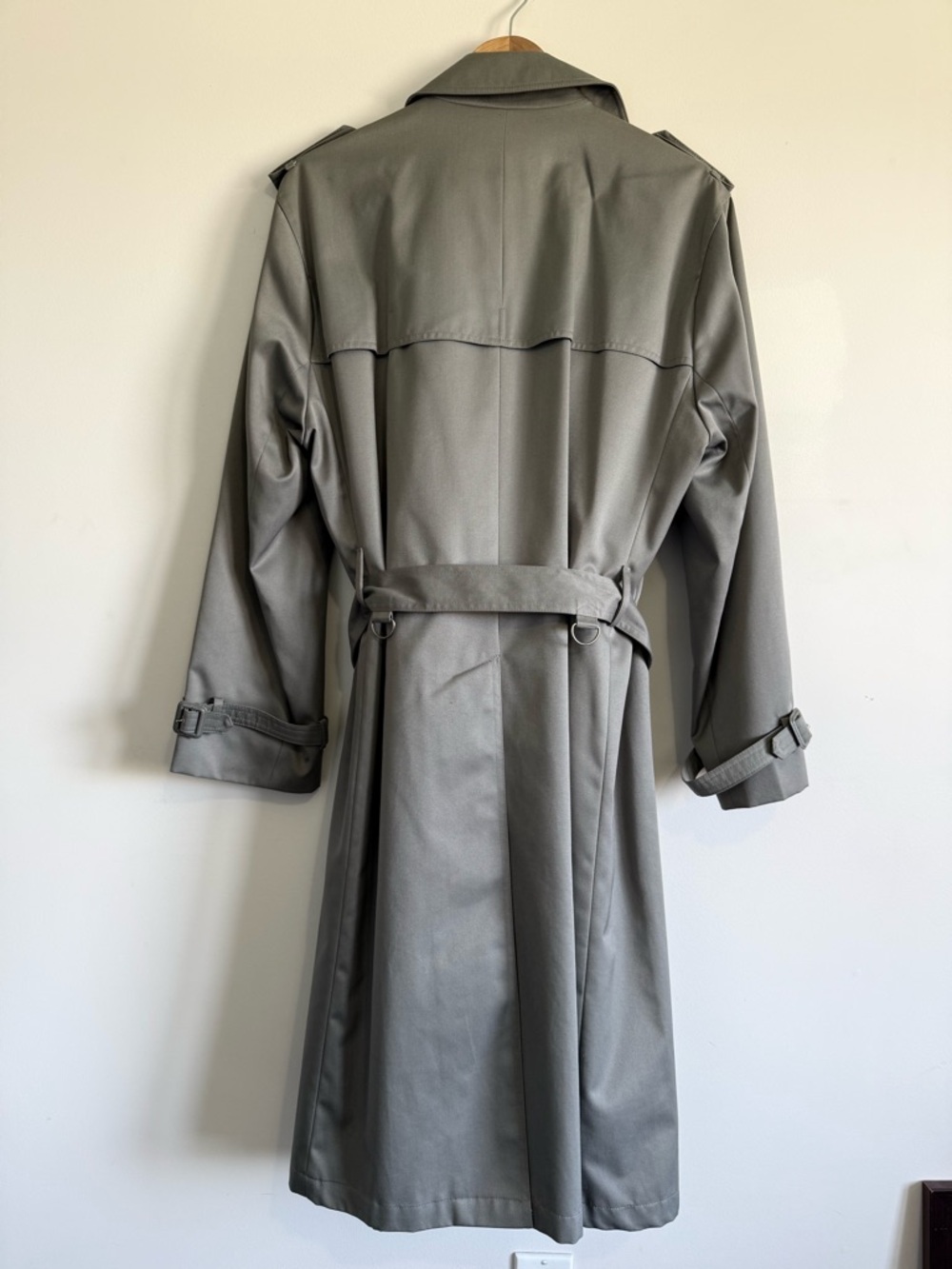 Eaton Vintage Grey Trench Coat - Classic Double-Breasted with Plaid Lining - Picture 3 of 11
